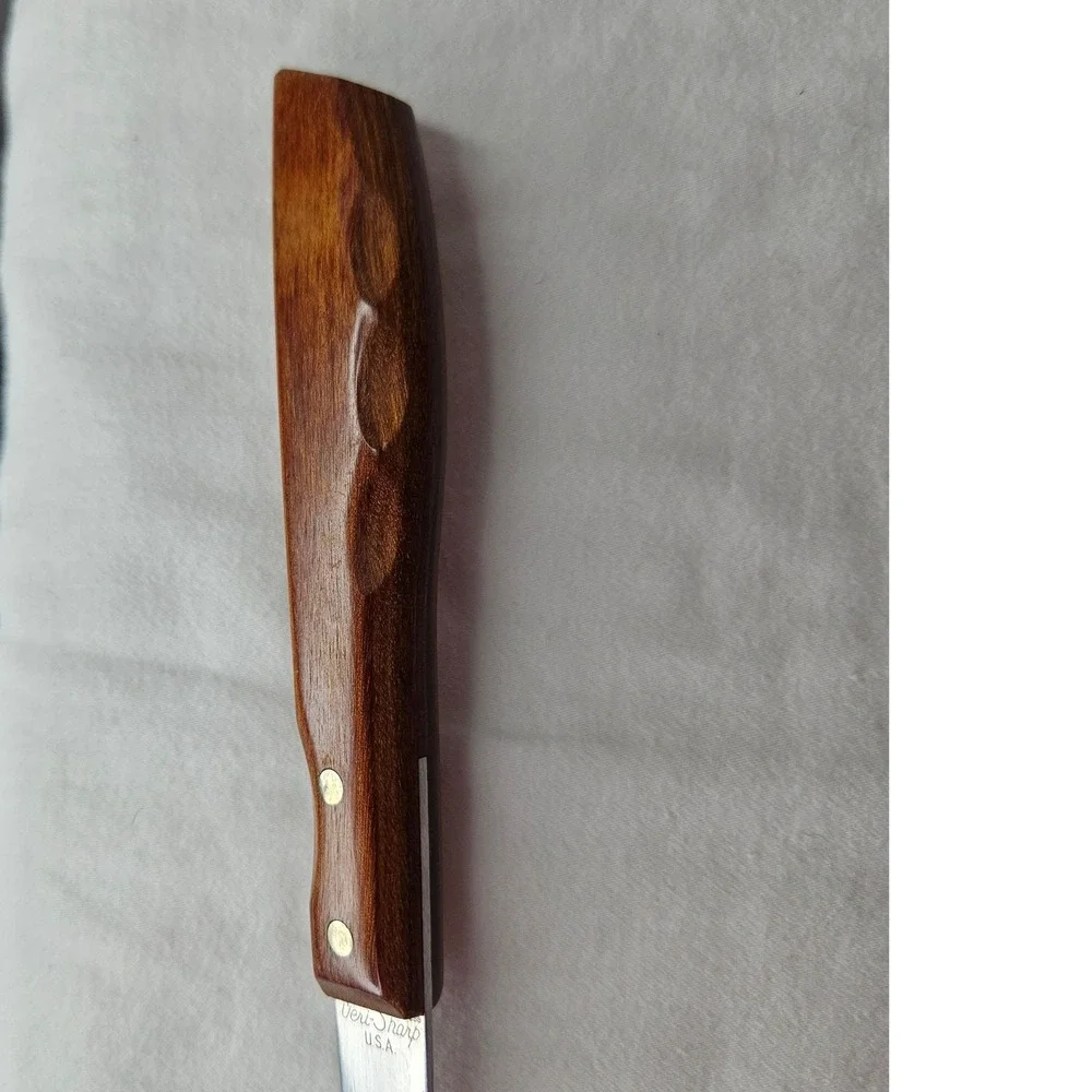 Imperial Veri-Sharp‎ Vtg Serving Spoon Stainless Steel Wood Handle Made in USA